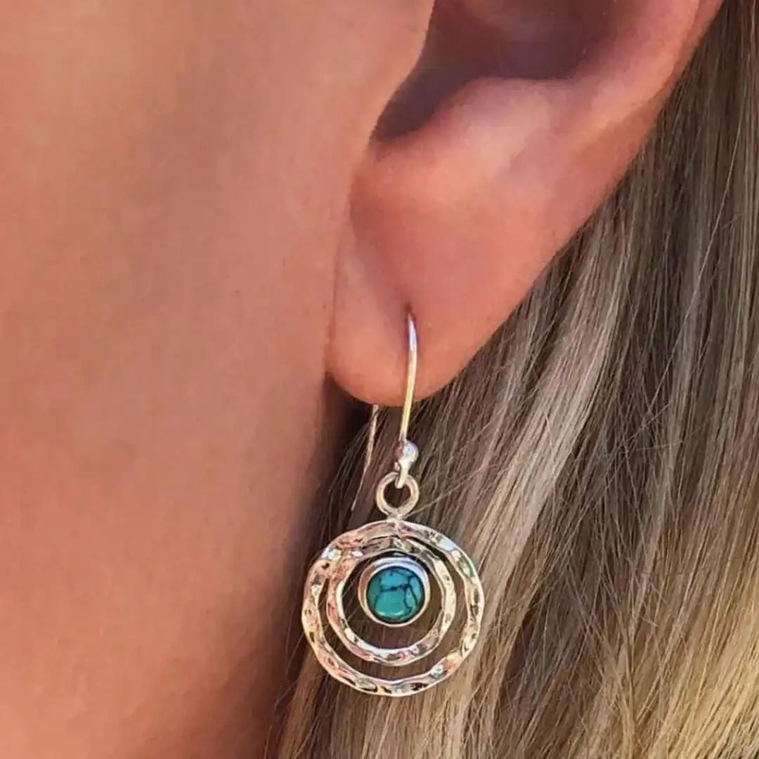 Silver & Gold Drop Earrings Adare with Turquoise