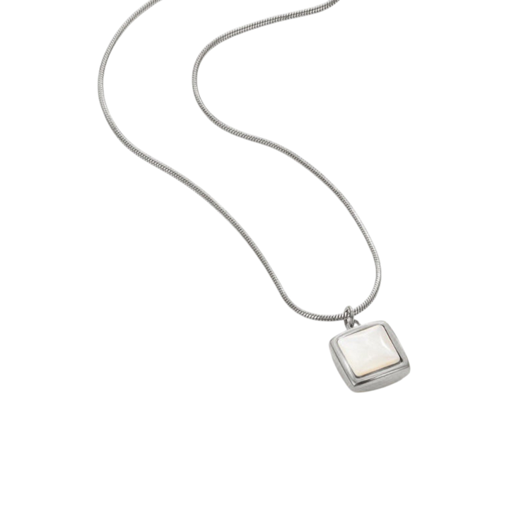 Silver Necklace Laoise with Square Pendant