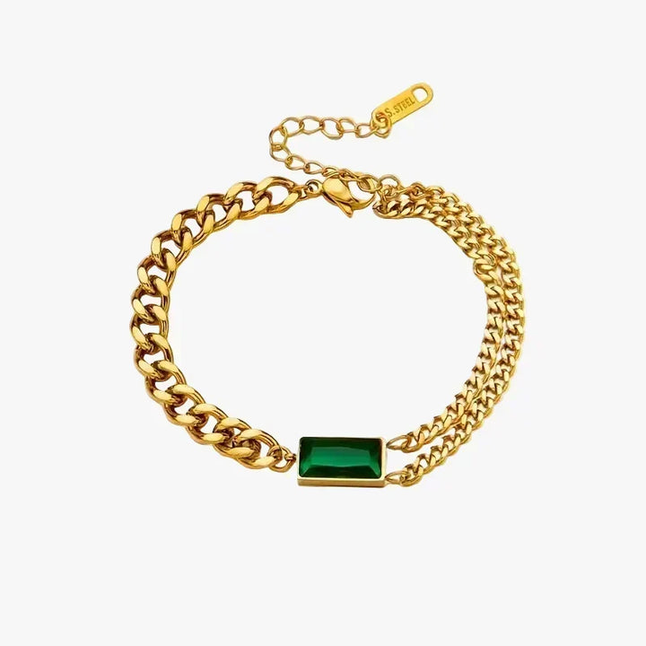Gold Chain Bracelet Aoibhinn with Emerald