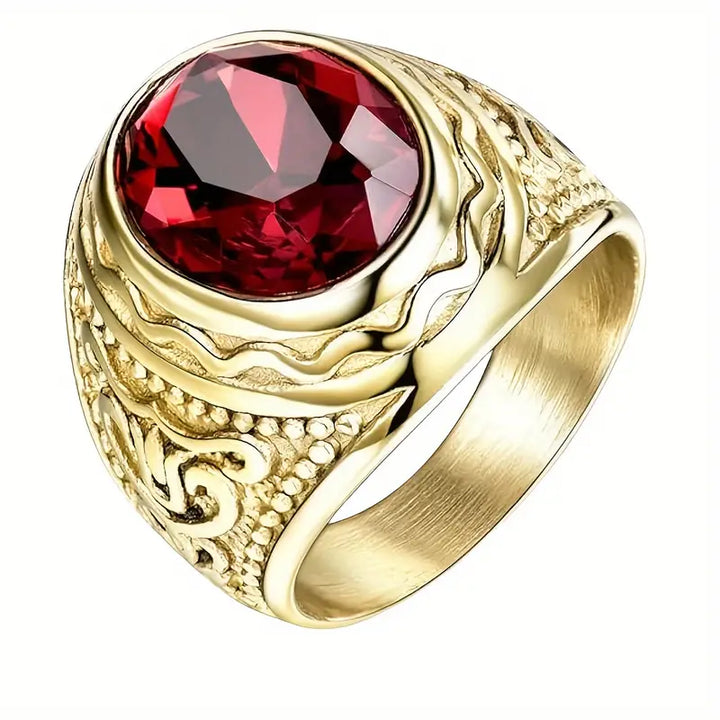 Gold Signet Ring Dervla with Ruby