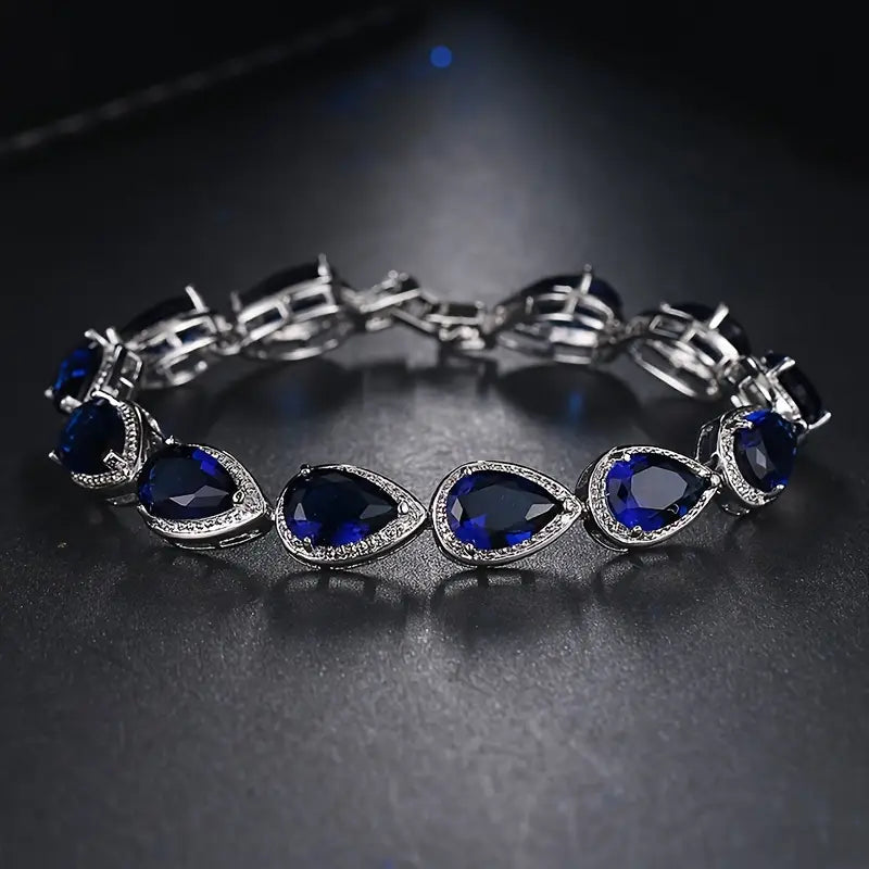 Silver Tennis Bracelet Bríd with Sapphires