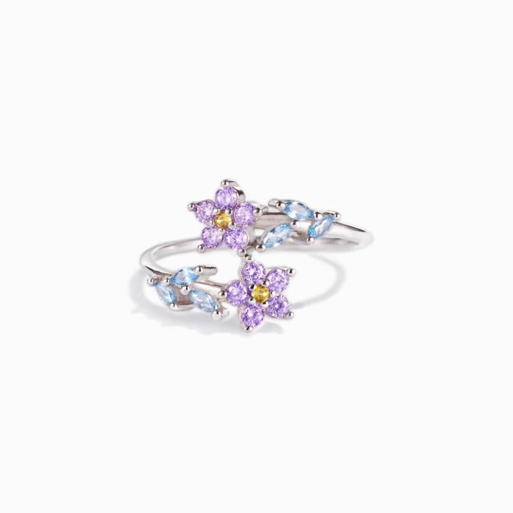 Silver Floral Ring Méabh with Amethyst and Blue Topaz