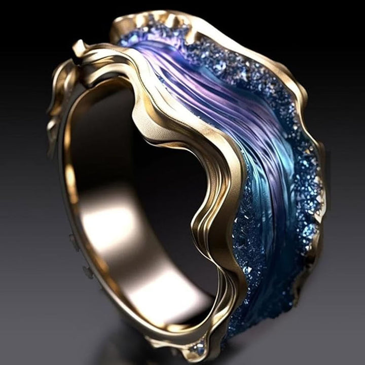 Gold-Plated Ring Clíona with Ocean Wave Motif