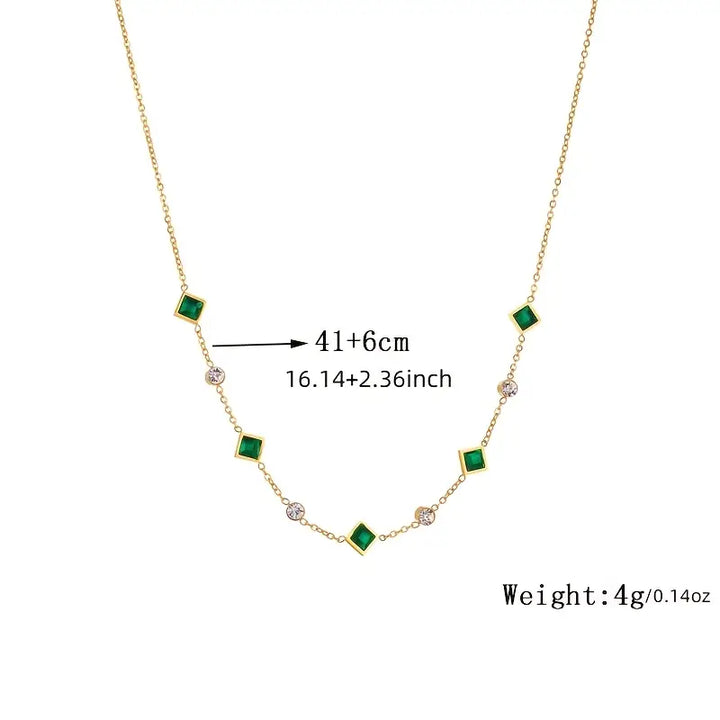Gold Station Necklace Nuala with Emerald