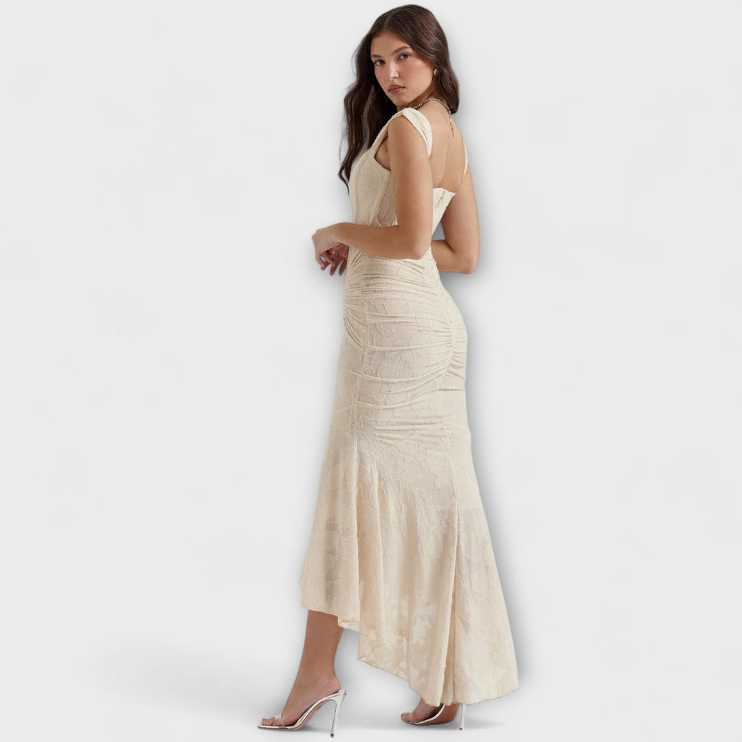 Renske - Lila Maxikleid mit Korsett