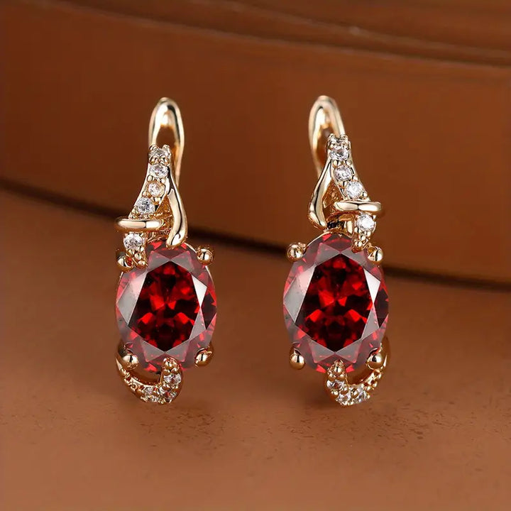 Gold Drop Earrings Eabha with Garnet