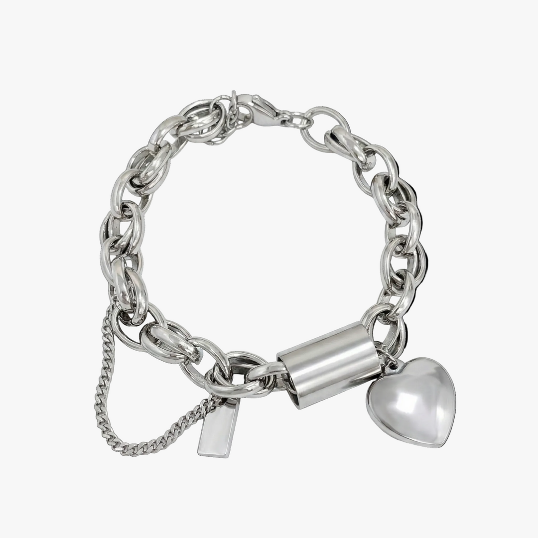 Silver Chain Bracelet Sorcha with Pearl Heart