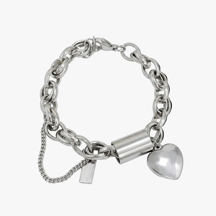 Silver Chain Bracelet Sorcha with Pearl Heart
