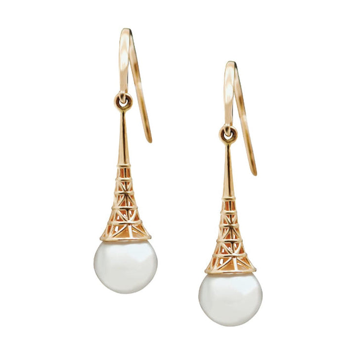 Gold Drop Earrings Muirne with Pearl