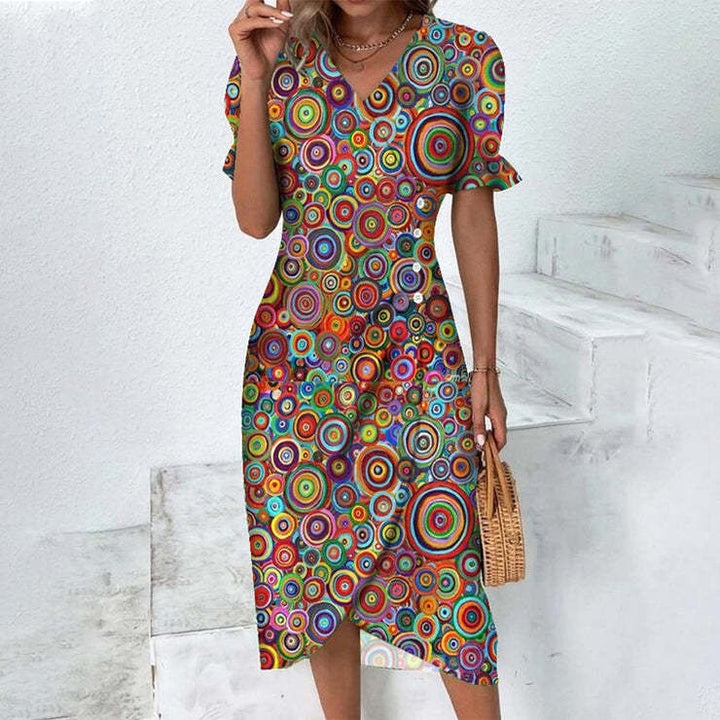 Rita - Graues Wickelkleid mit Tupfenmuster