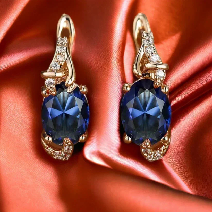 Gold Drop Earrings Róisín with Sapphire