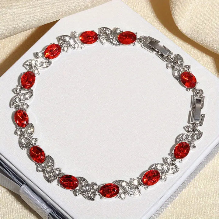 Silver Tennis Bracelet Fiadh with Rubies