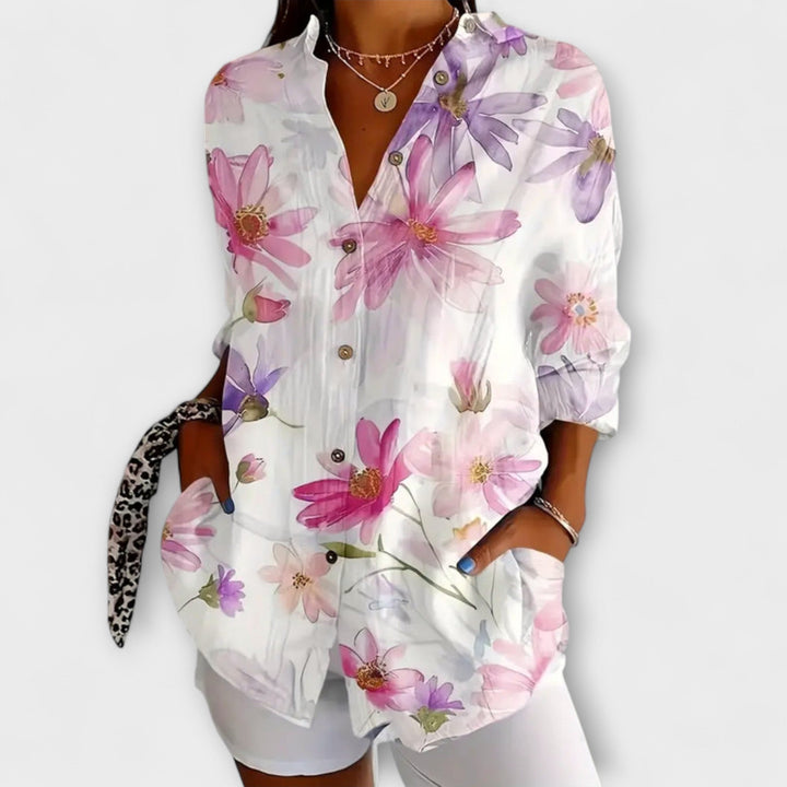 Gaida - Weisse Bluse mit Sommerblüten