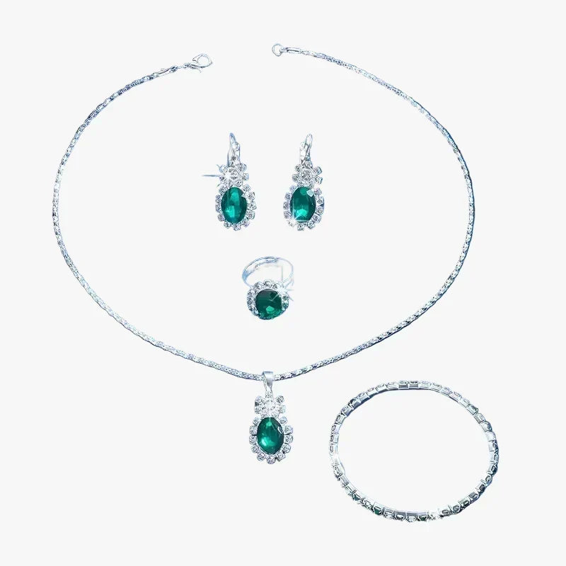 Silver Necklace Aoife with Emerald