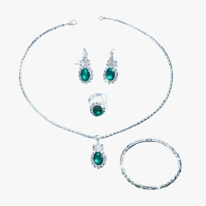 Silver Necklace Aoife with Emerald