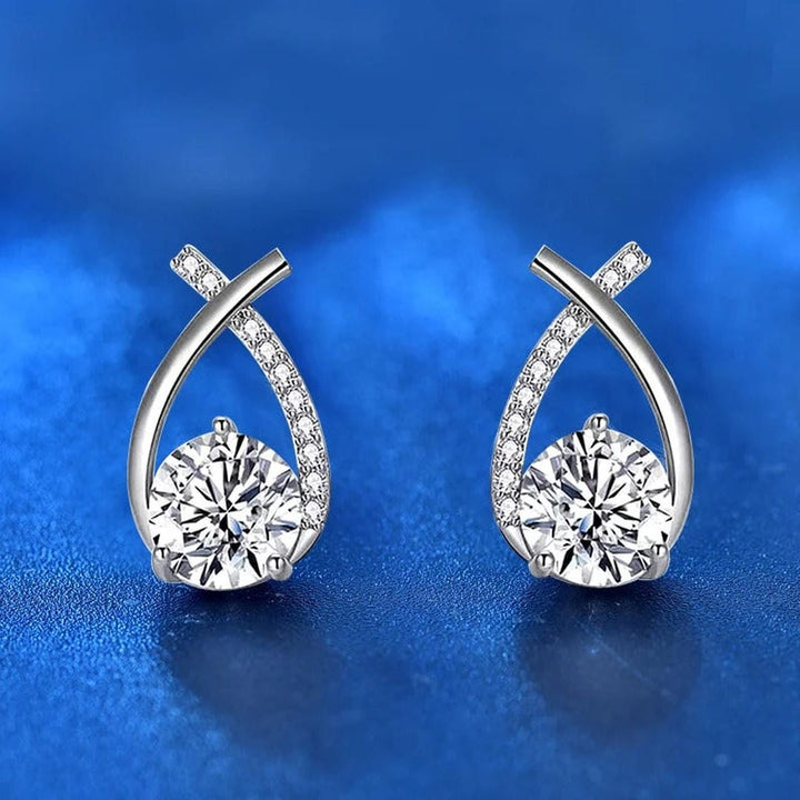 Gold Stud Earrings Órla with Crystal