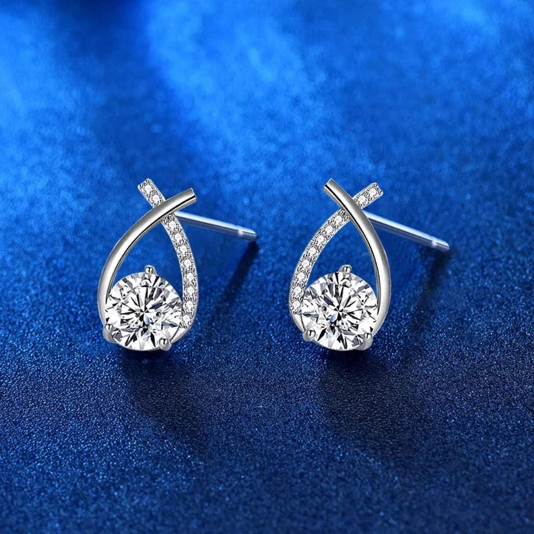 Gold Stud Earrings Órla with Crystal