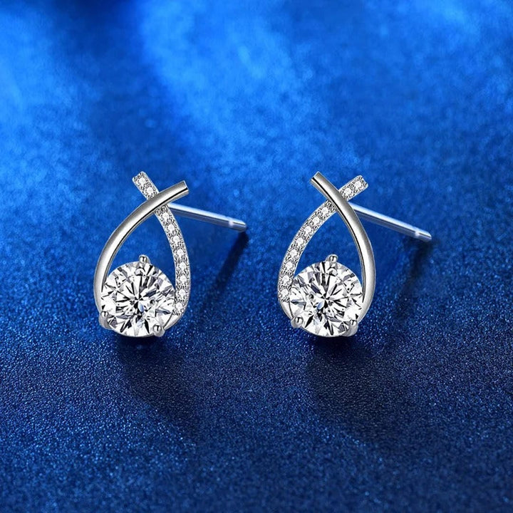 Gold Stud Earrings Órla with Crystal