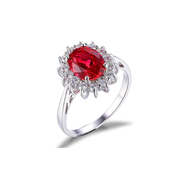 White Gold Ring Eabha with Ruby