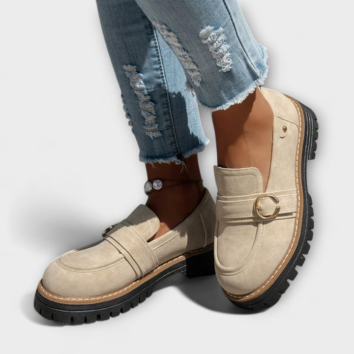 Notburga - Beige Plateau-Loafer