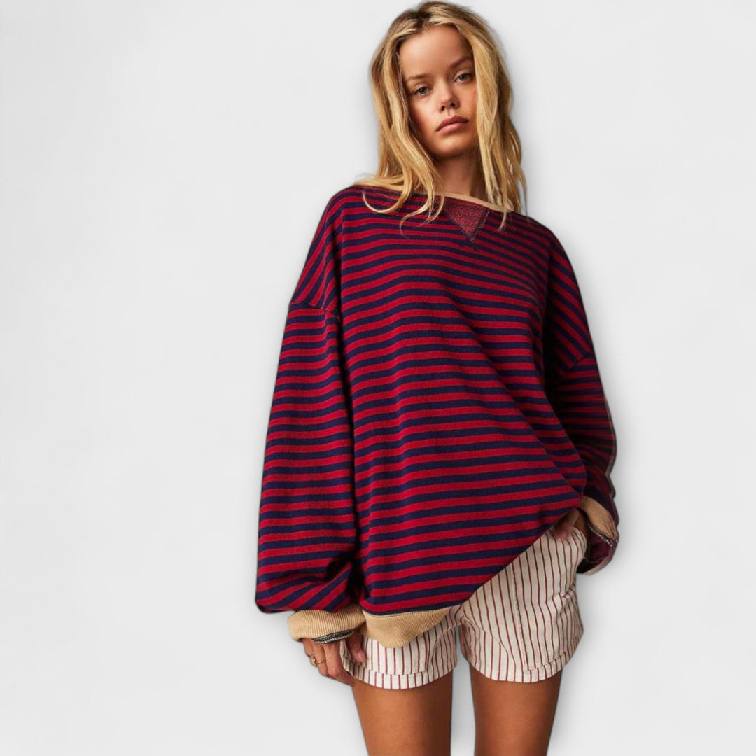Mary - Lila gestreifter Oversize-Pullover