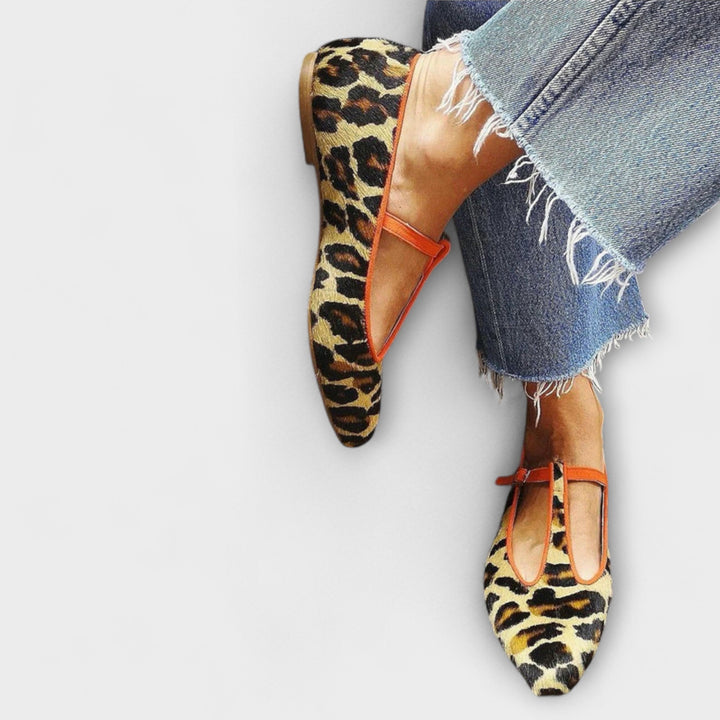 Gerlinde - Leoparden-Ballerinas mit Riemchen