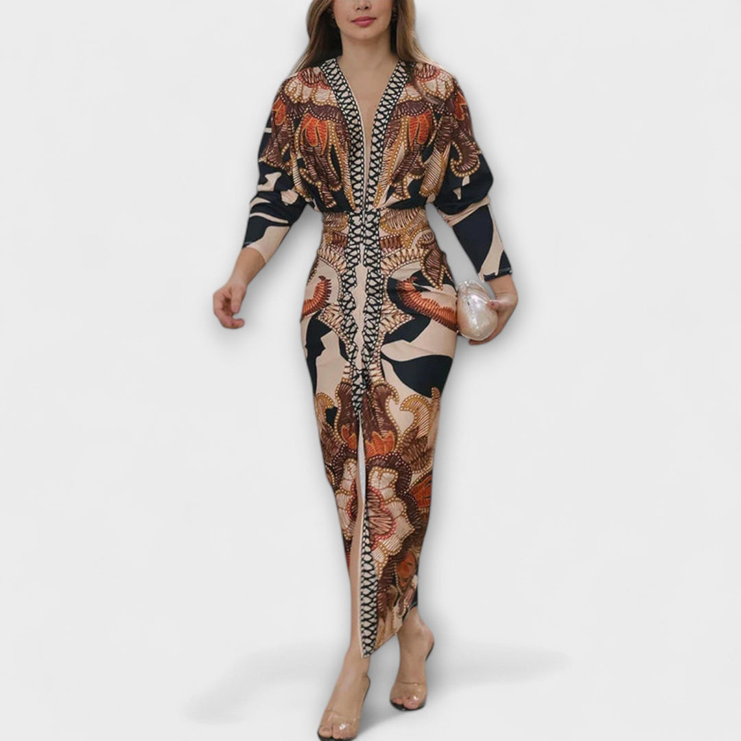 Cleo - Dolman-Midikleid mit brasilianischem Print