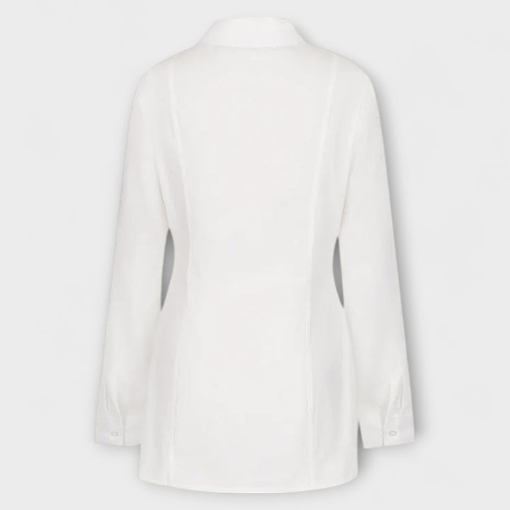 Indie - Weisses langärmeliges Plissee-Hemdkleid
