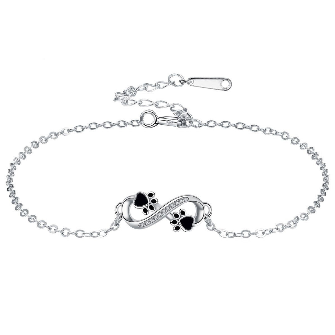 Infinite Symbol Pendant Pet Paw Bracelet with Zirconia