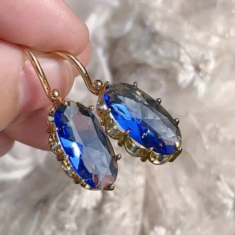 Gold Drop Earrings Dervla with Sapphire