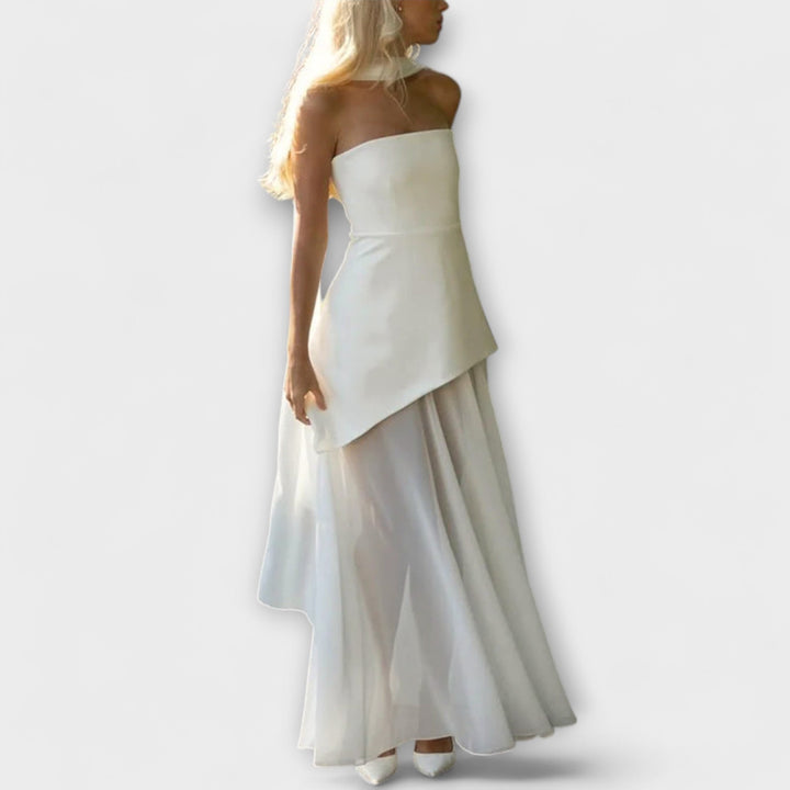 Goldie - Gelbes Chiffon-Maxikleid