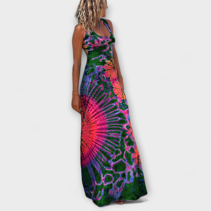 Ronja - Pink-blaues Tie-Dye-Maxikleid