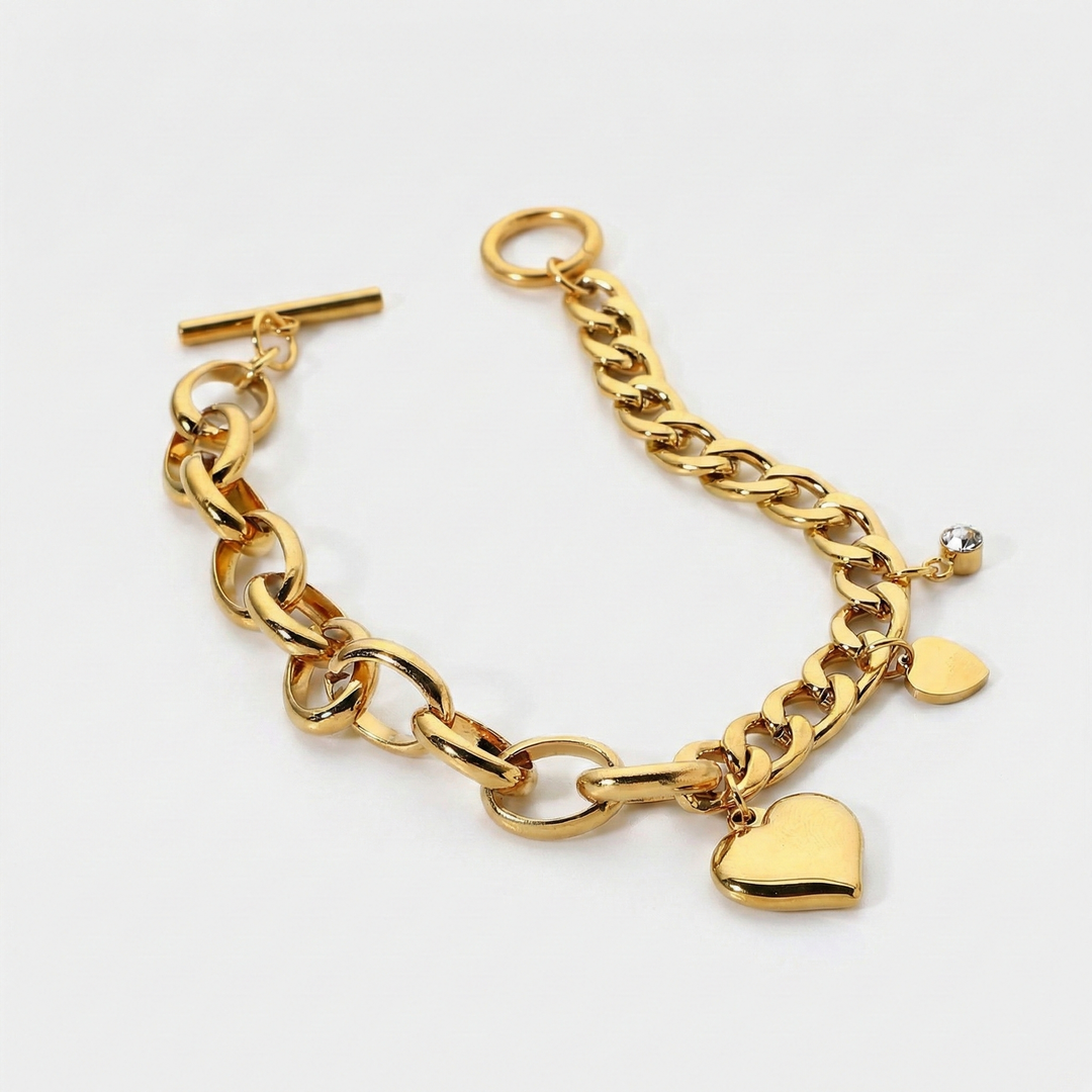 Gold Chain Bracelet Treasa with Heart