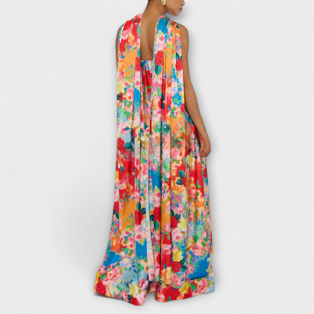 Harlow - Buntes Off-Shoulder-Maxikleid mit Blütenmuster