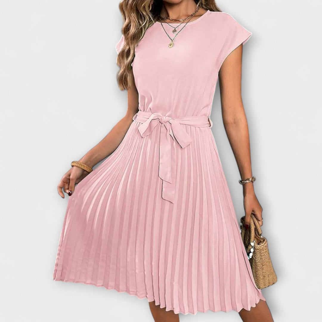 Elegantes dunkelgrünes Midikleid mit Bindegürtel