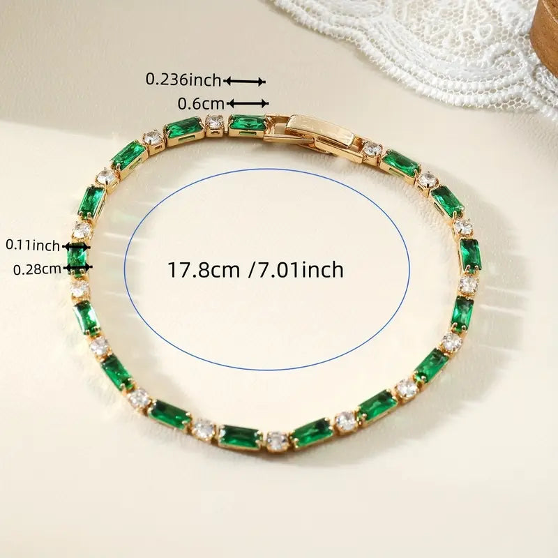 Gold Tennis Bracelet Caoimhe with Emerald and Zirconia