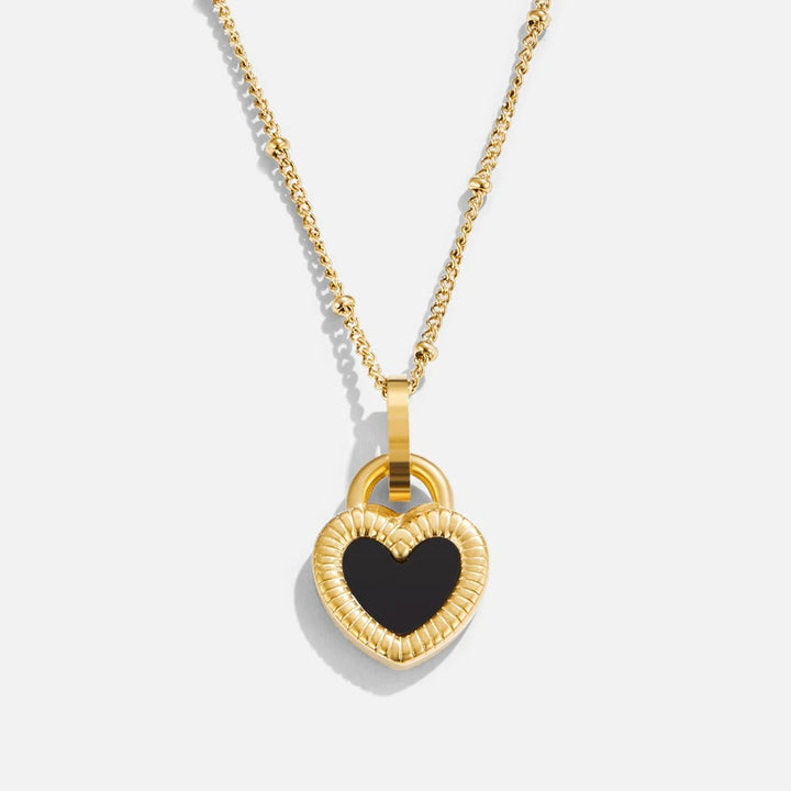 Gold Necklace Sorcha with Black Onyx Heart