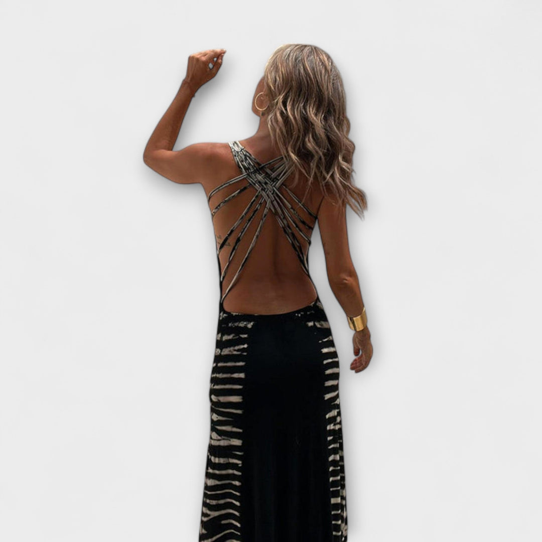 Livia - Schwarz-grünes Tie-Dye-Maxikleid