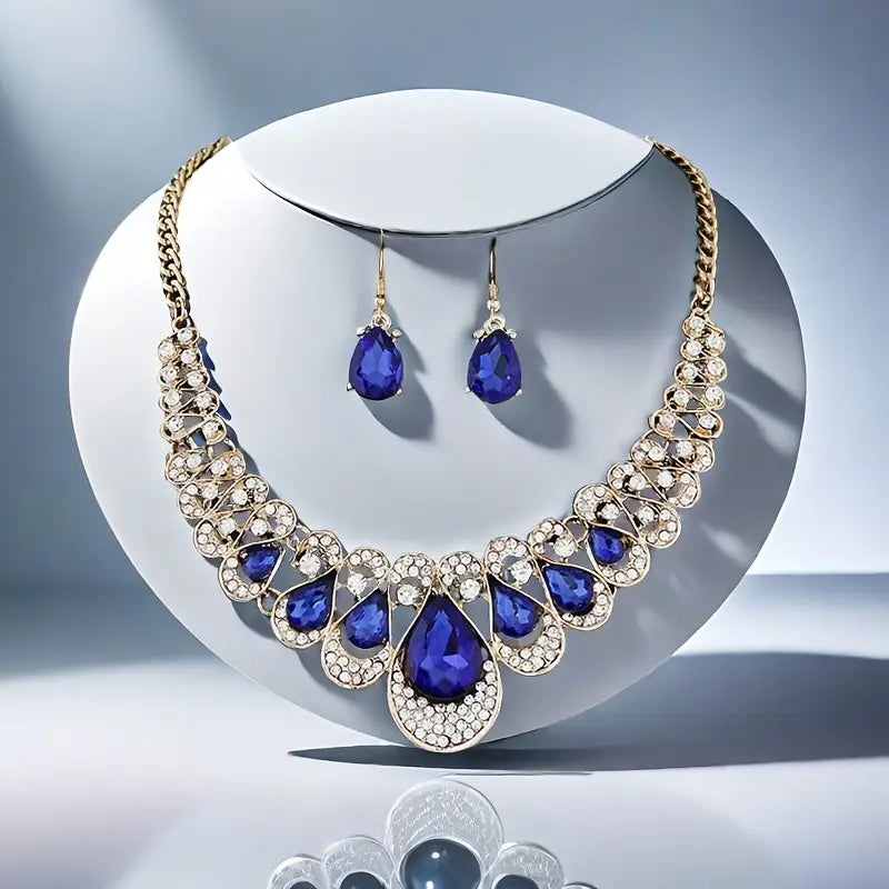 Gold Jewellery Set Maeve with Sapphire
