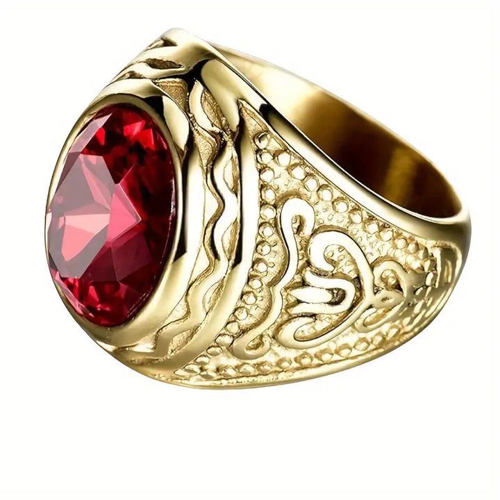 Gold Signet Ring Dervla with Ruby