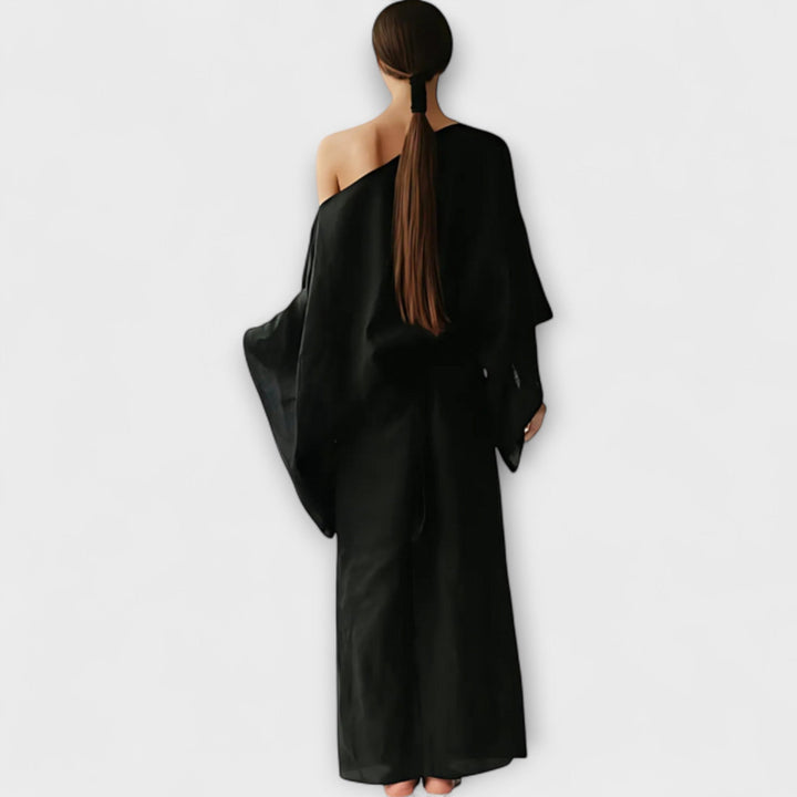 Dana - Blaues Kimono-Kleid aus Leinen