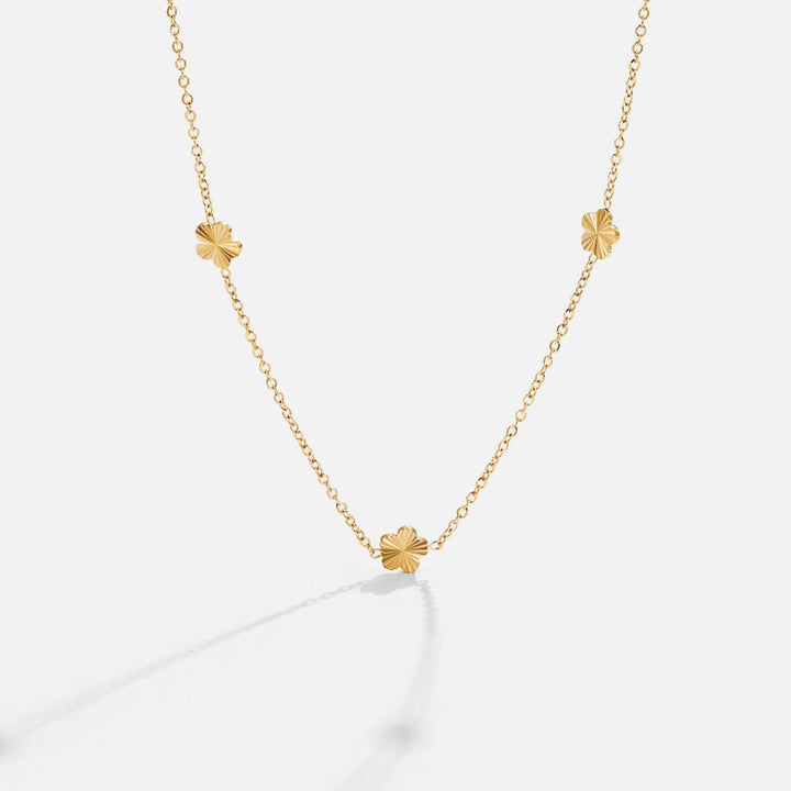 Gold Necklace Clíodhna with Clover Stations