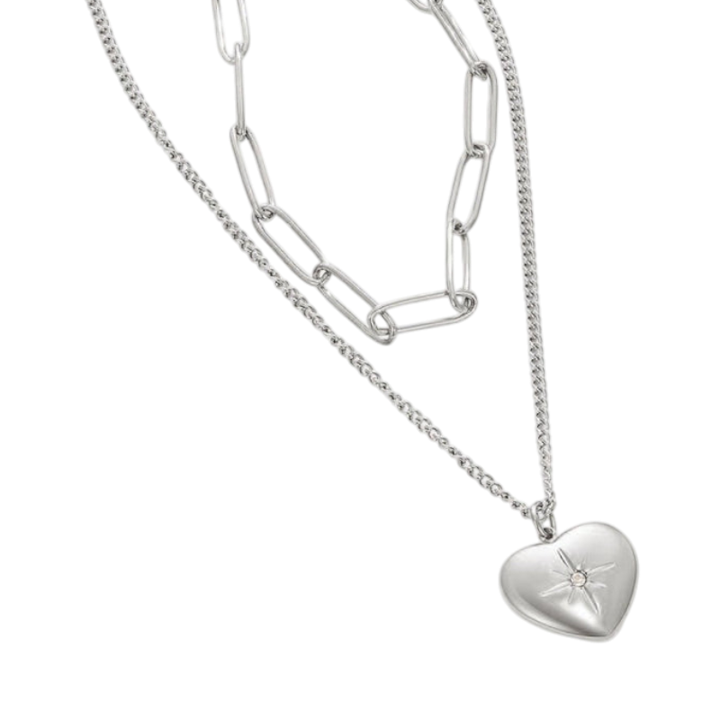 Silver Locket Necklace Sinéad with Star Motif