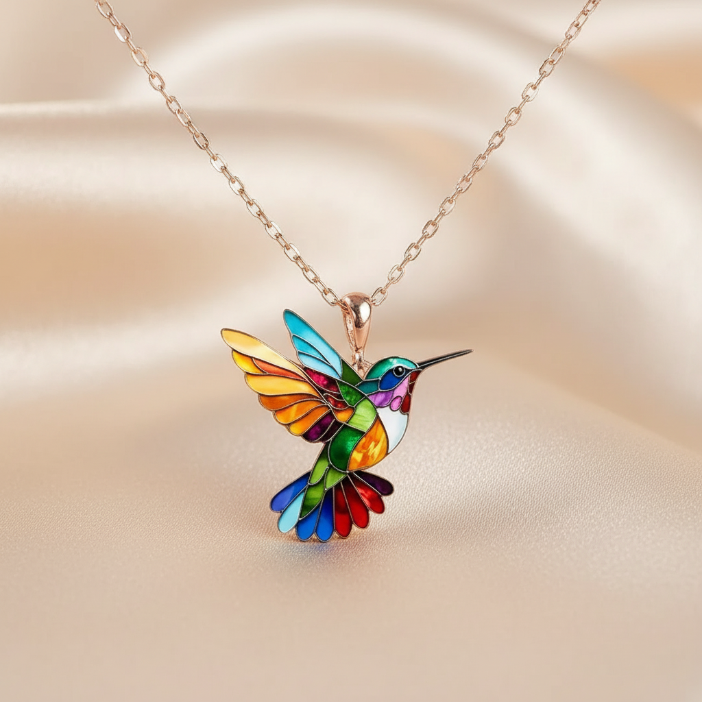 Rose Gold Necklace Aislinn with Hummingbird