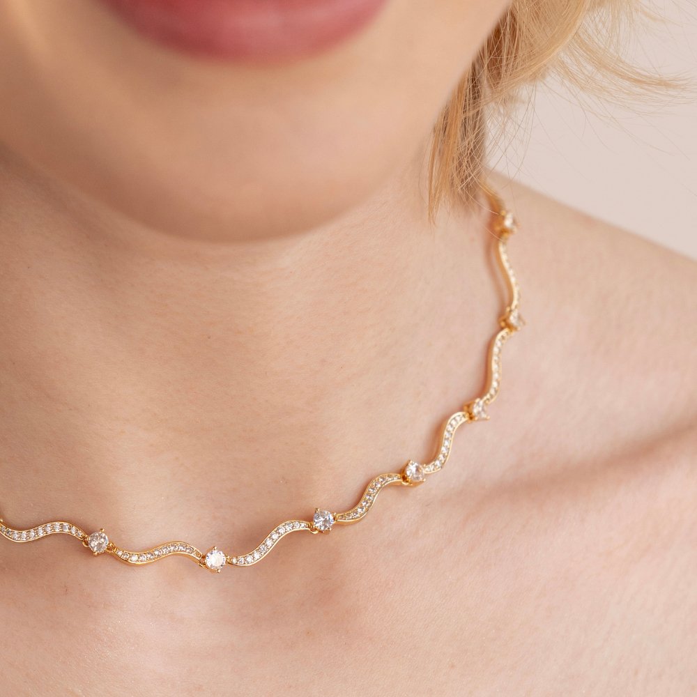 Gold Chain Necklace Fiadh with Zirconia