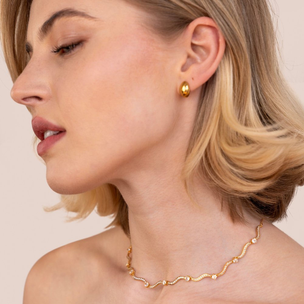Gold Chain Necklace Fiadh with Zirconia