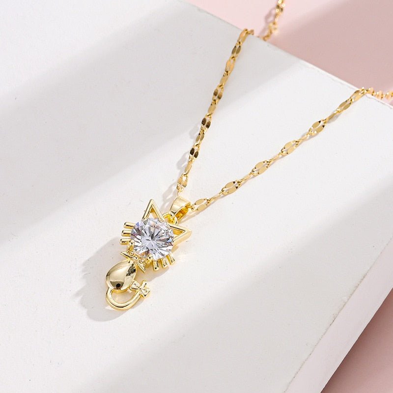 Gold Cat Necklace Aoife
