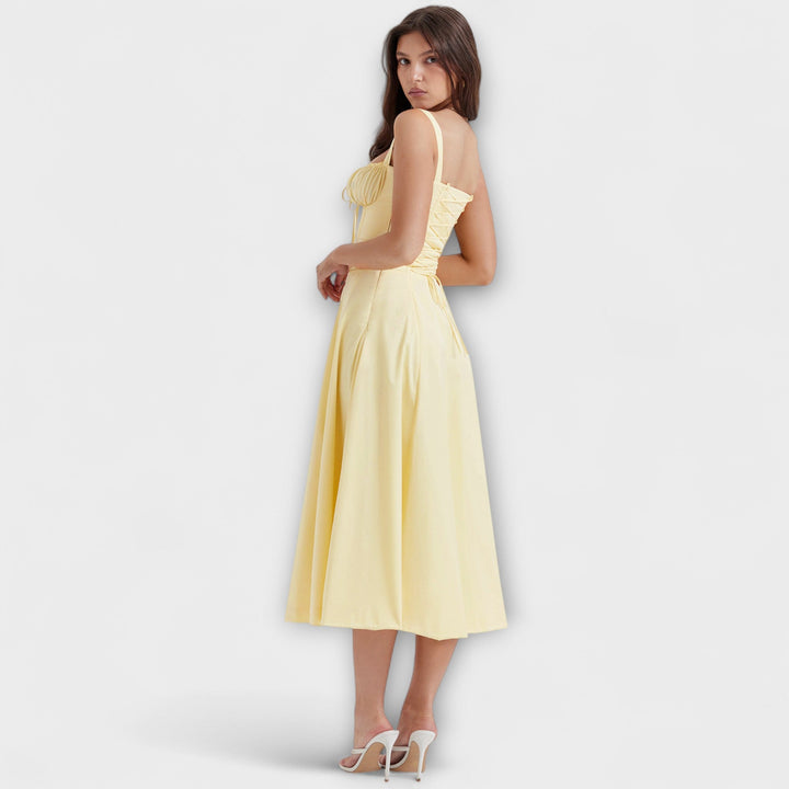 Zipporas - Tailliertes Bustierkleid mit Frühlingsblumen