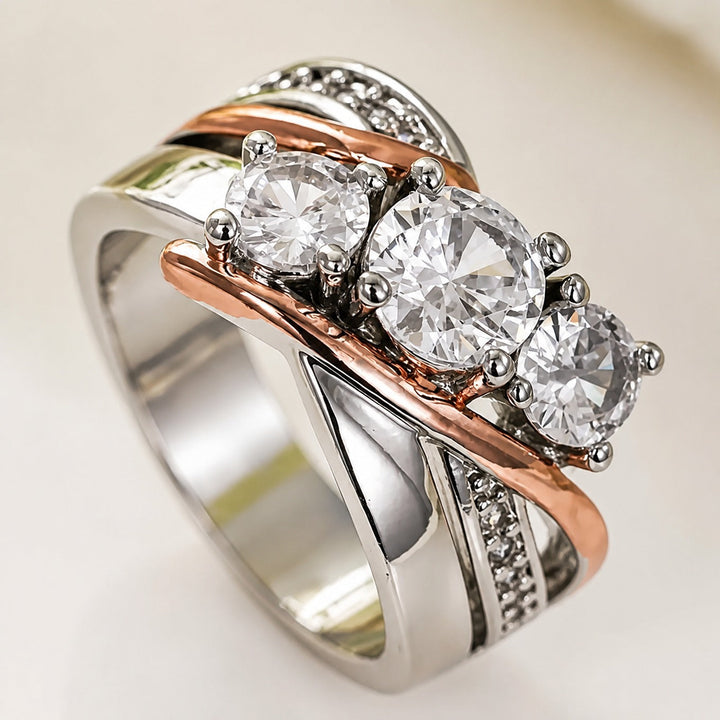 Gold & Silver Ring Béibhinn with Zirconia