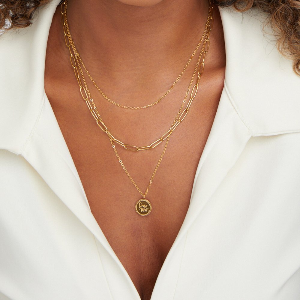 Gold Layered Necklace Saoirse with Coin Pendant